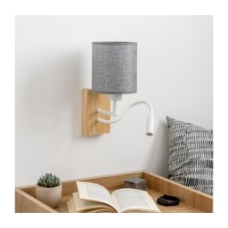 Lampă LED de perete Brilagi NUBILA WOOD 1xE27/25W/230V + LED/3W stejar/gri