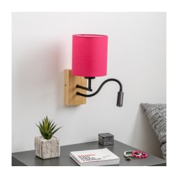 Lampă LED de perete Brilagi NUBILA WOOD 1xE27/25W/230V + LED/3W stejar/roz