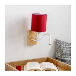 Lampă LED de perete Brilagi NUBILA WOOD 1xE27/25W/230V + LED/3W stejar/roșu Pompeian