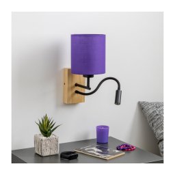 Lampă LED de perete Brilagi NUBILA WOOD 1xE27/25W/230V + LED/3W stejar/mov