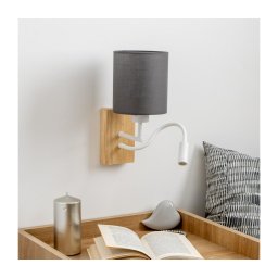 Lampă LED de perete Brilagi NUBILA WOOD 1xE27/25W/230V + LED/3W stejar/antracit