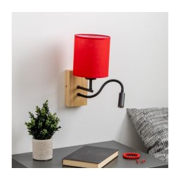 Lampă LED de perete Brilagi NUBILA WOOD 1xE27/25W/230V + LED/3W stejar/roșu