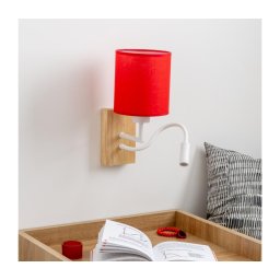 Lampă LED de perete Brilagi NUBILA WOOD 1xE27/25W/230V + LED/3W stejar/roșu