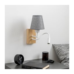Lampă LED de perete Brilagi NUBILA WOOD 1xE27/25W/230V + LED/3W stejar/gri