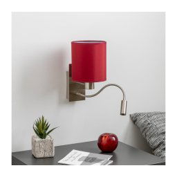 Lampă LED flexibilă de perete Brilagi NUBILA 1xE27/25W/230V + LED/3W crom/roșu Pompeian