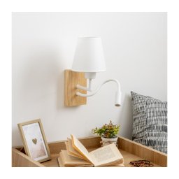 Lampă LED de perete Brilagi NUBILA WOOD 1xE27/25W/230V + LED/3W stejar/alb