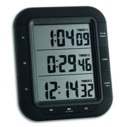 Timer si cronometru digital triplu, cu operare simultana, ceas, memorie, negru, TFA 38.2023 Children SafetyCare