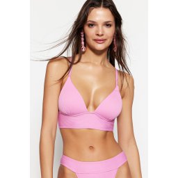 Trendyol Purple Triangle Push Up Top Bikini texturat