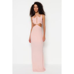 Rochie de seara tricotata Trendyol Powder Lined Sparkling Glittery