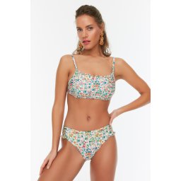 Bralette cu model floral Trendyol cu volane, set de bikini pentru picioare