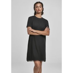 Doamnelor Boxy Dantelă Hem Tee Dress Negru