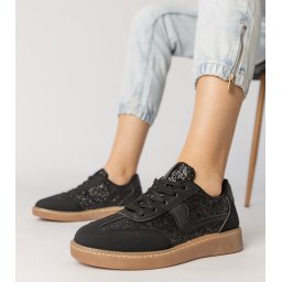 Gemre Adidași negri de damă decorați cu sclipici Likana