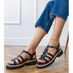 Gemre Sandale gladiator negre cu cataramă Dunara