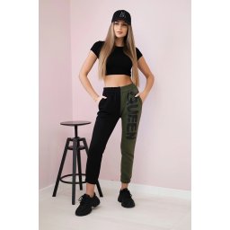 Kesi Women's sweatpants with QUEEN inscription khaki