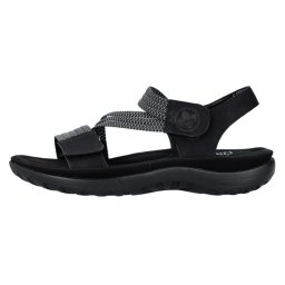 Sandale dama, Rieker, 64870-00-Negru, casual, piele ecologica, cu talpa joasa, negru (Marime: 39)