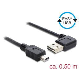 Delock Cable USB Mini AM-BM 2.0 0.5m Black Angled Left/Right USB-A Easy-USB