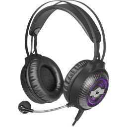 Casti gaming, Defender, Iluminare LED, Controlul volumului, Negru