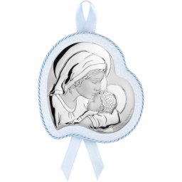 Icoana argintata Fecioara Maria cu Pruncul Isus Inima Rama Bleo 2 (Dimensiune icoana: 10,5x11)