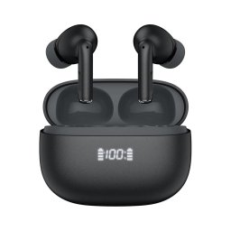 Căști wireless negre cu ANC+ENC, baterie 300mAh