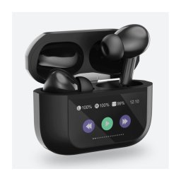 Căști wireless negre cu ecran LCD