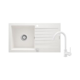 Chiuvetă de bucătărie Deante ZQZVA113 ZORBA 76x44 cm + baterie de chiuvetă granit/alabastru
