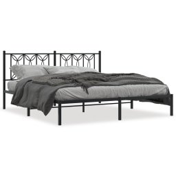 Cadru de pat metalic cu tablie, negru, 180x200 cm GartenMobel Dekor