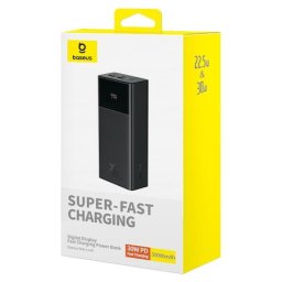 Baterie externa Star-Lord Digital Display 30.000mAh 30W Incarcare rapida cablu USB-A la USB-C inclus Negru
