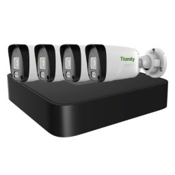 Kit IP supraveghere Tiandy, NVR 4 canale PoE, 4 camere 2 MP, microfon, iluminare IR 30 m, TC-KIT/R3104/4TC-C321N28