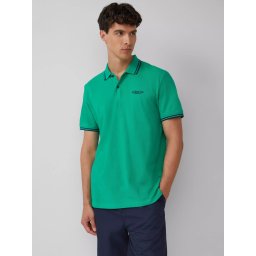 s.Oliver Tricou polo barbati cu logo si detalii contraste, Verde (SELECTATI MARIMEA: S)