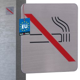 Semn fără fumat pictogramă autoadeziv oțel inoxidabil 7x7 cm