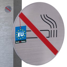 Semn fără fumat pictogramă autoadeziv oțel inoxidabil 7 cm