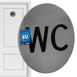 Semn placă ușă toaletă autoadeziv oțel inoxidabil 7 cm