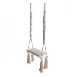 Leagan din lemn si spuma pentru copii WoodSwing by BabySteps Catifea Velvet Ecru