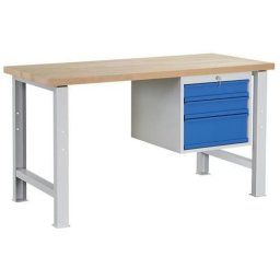 Masa de atelier Weld cu 3 sertare, 84 x 150 x 68,5 cm, gri
