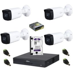 Sistem de supraveghere Dahua DH-4CEXT80M-2MPS HDCVI cu 4 camere de exterior de 2MP