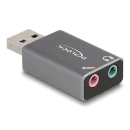 Placa de sunet externa, DELOCK, 66633, 2x3.5 mm, USB-A, gri