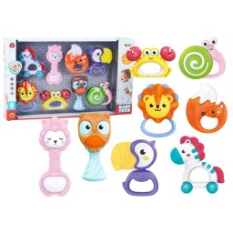 Set de 8 zornăitoare și jucării de dentiție pentru bebeluși și animale