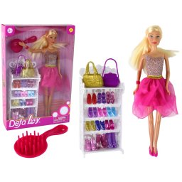 Set rochie roz cu sclipici pentru păpușă Lucy, pantofi