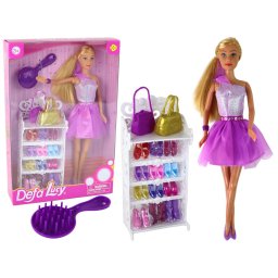 Set pantofi rochie mov cu sclipici pentru păpușă Lucy
