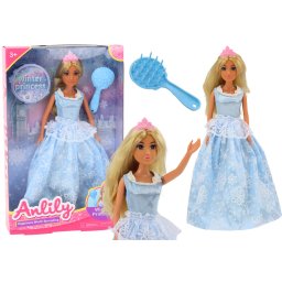 Păpușa Anlily Regina Gheții Rochie Albastră Albă ca Zăpada Pensulă