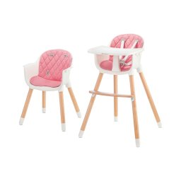 Scaun de masă pentru copii KINDERKRAFT 2v1 SIENNA fag/roz
