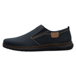 Pantofi barbati, Rieker, 10452-14-Albastru, casual, piele naturala, perforati, cu talpa joasa, albastru (Marime: 45)