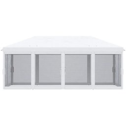 Pavilion/foisor pentru gradina/terasa, cadru metalic, cu plasa pentru insecte, alb si negru, 5.85x2.95x2.70 m GartenVIP DiyLine