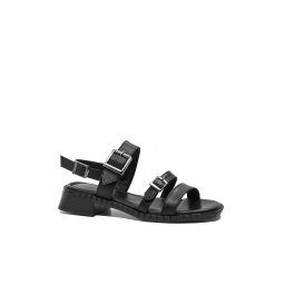 Sandale damă Anna Viotti negre din piele naturală cu barete și catarame GOR032-36 EU