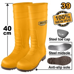 Cizme Cauciuc Galbene cu Varf Talpa Metalica 40 INGCO SSH092S1P.40
