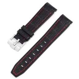 Curea din silicon textură crocodil cu cusătură roșie 22mm
