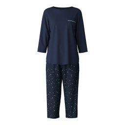 CALIDA Pijama bleumarin / alb coajă de ou