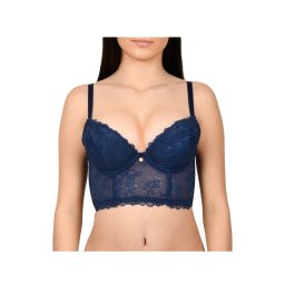 Sutien tip corset, din dantela, Lemila, bleumarin (Marime cupa: 80B)