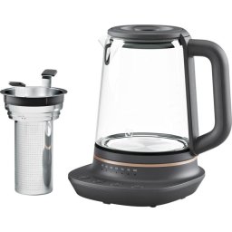 Fierbator Electrolux E7GK1-8BP, 2400W, set infuzor ceai inclus, sticla Schott, temperaturi predefinite 40-100 °C, Transparent