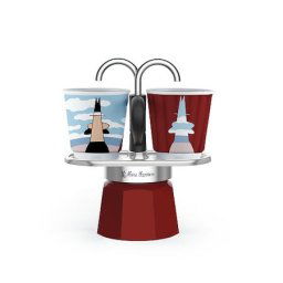Set aparat de cafea, Bialetti, Mini Express, 2 portii, Visiniu